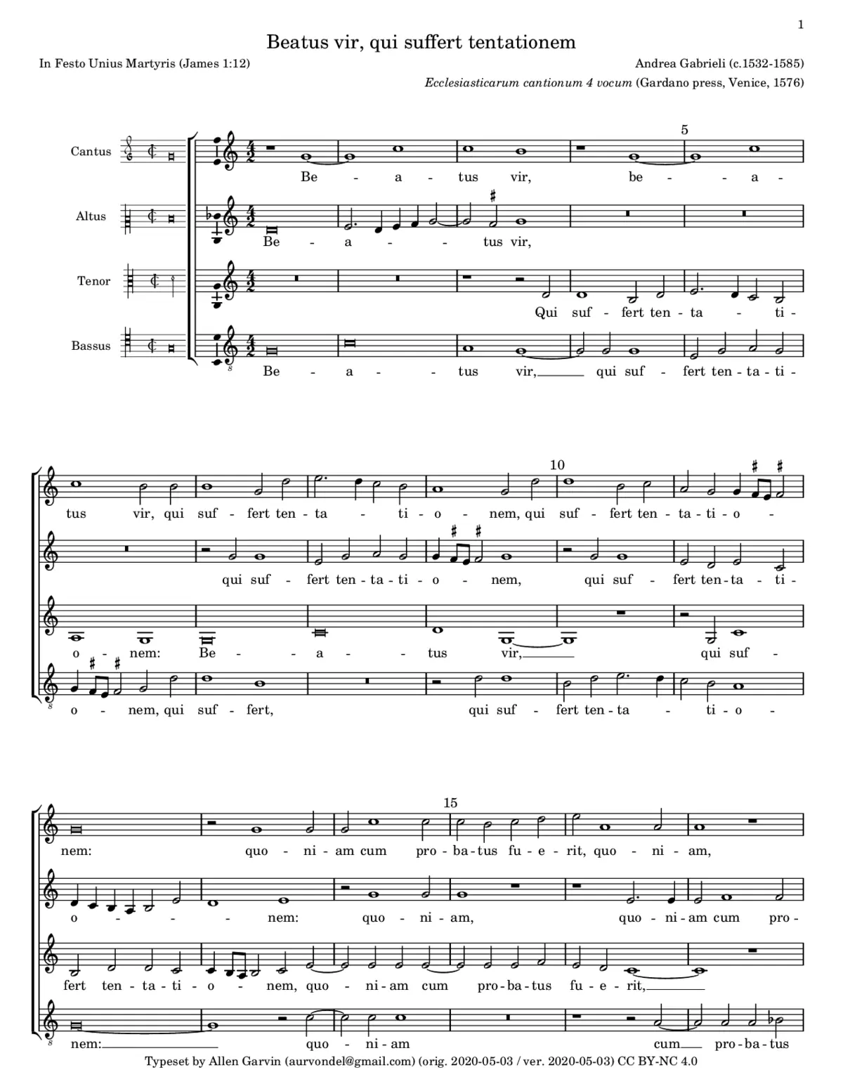 Beatus vir, qui suffert - Page 1