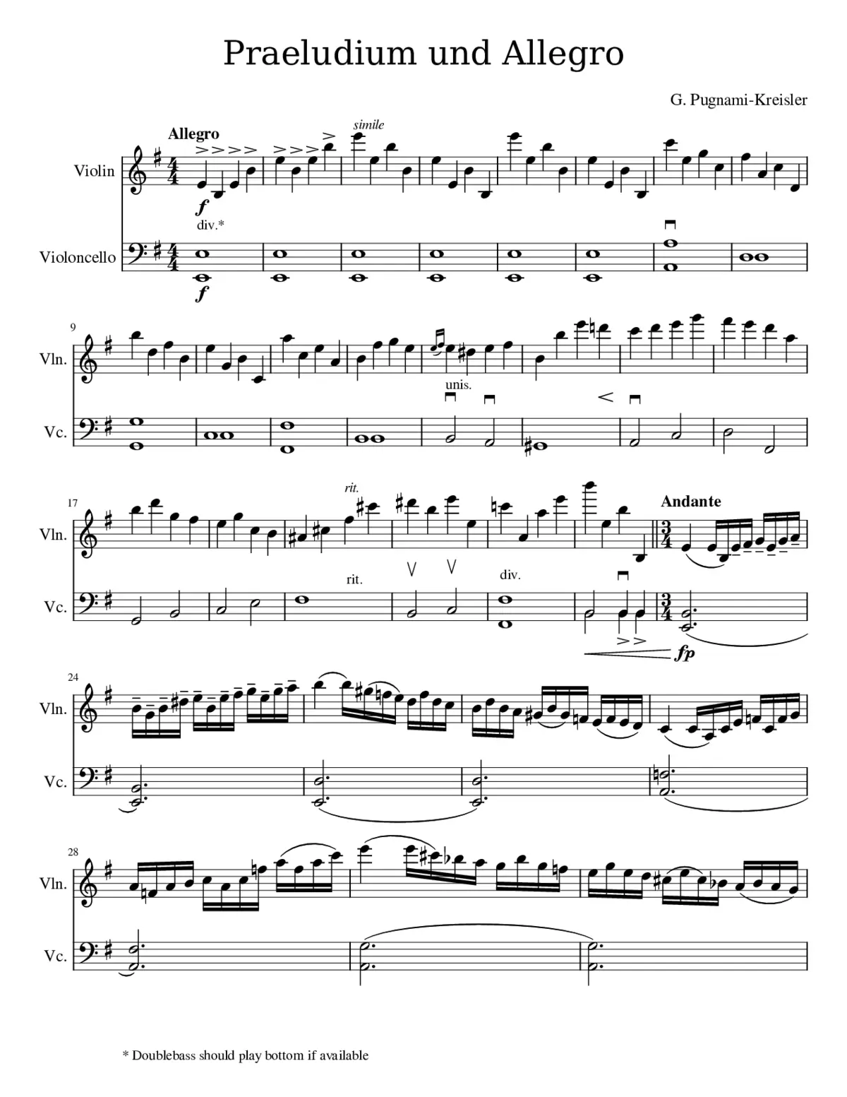 Praeludium and Allegro in the Style of Pugnani - Page 1