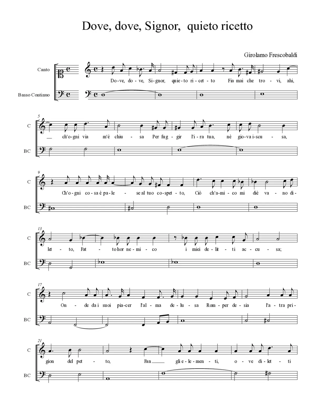Dove, dove, Signor, quieto ricetto - Page 1