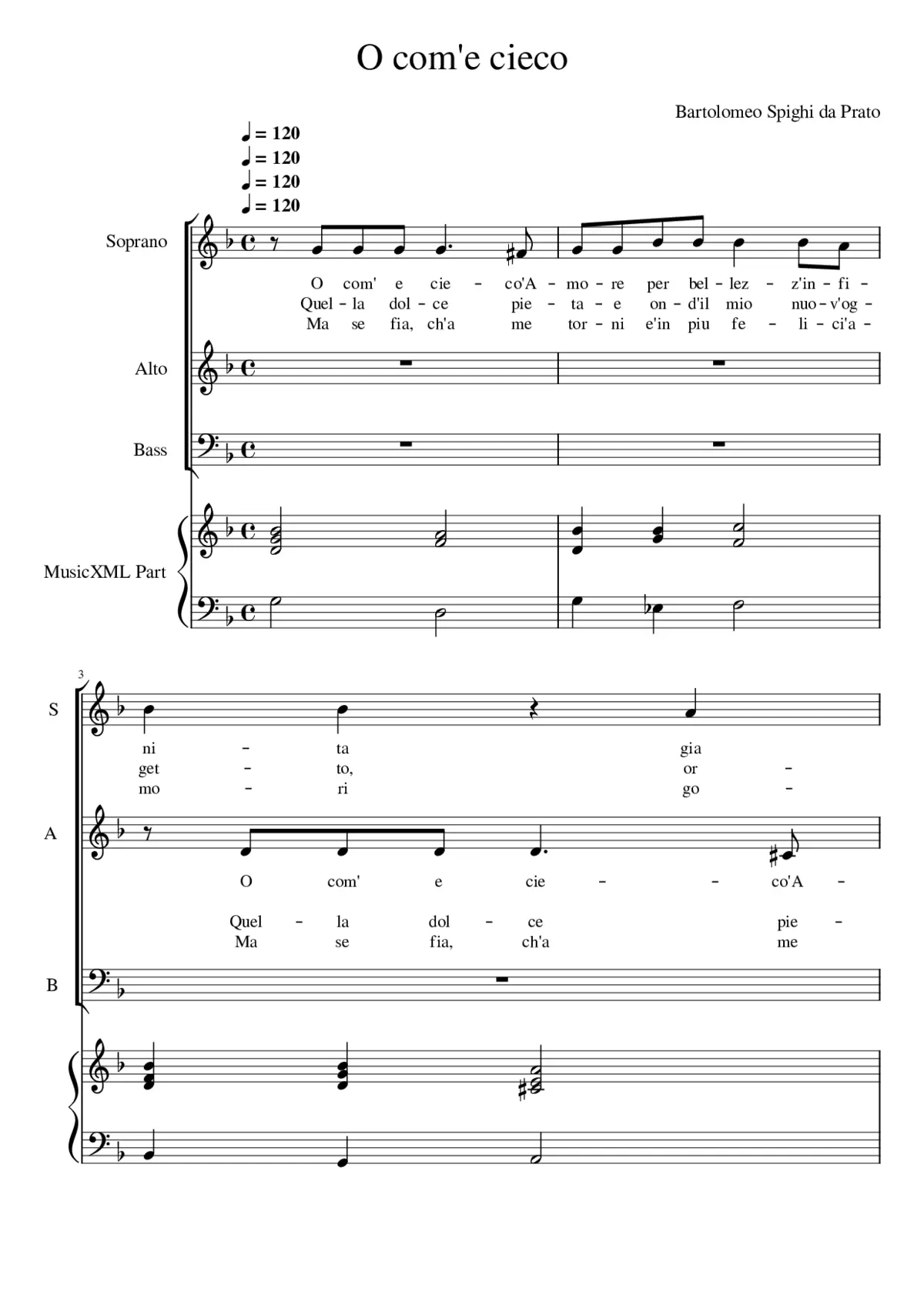 O come è ciecco amore - Page 1