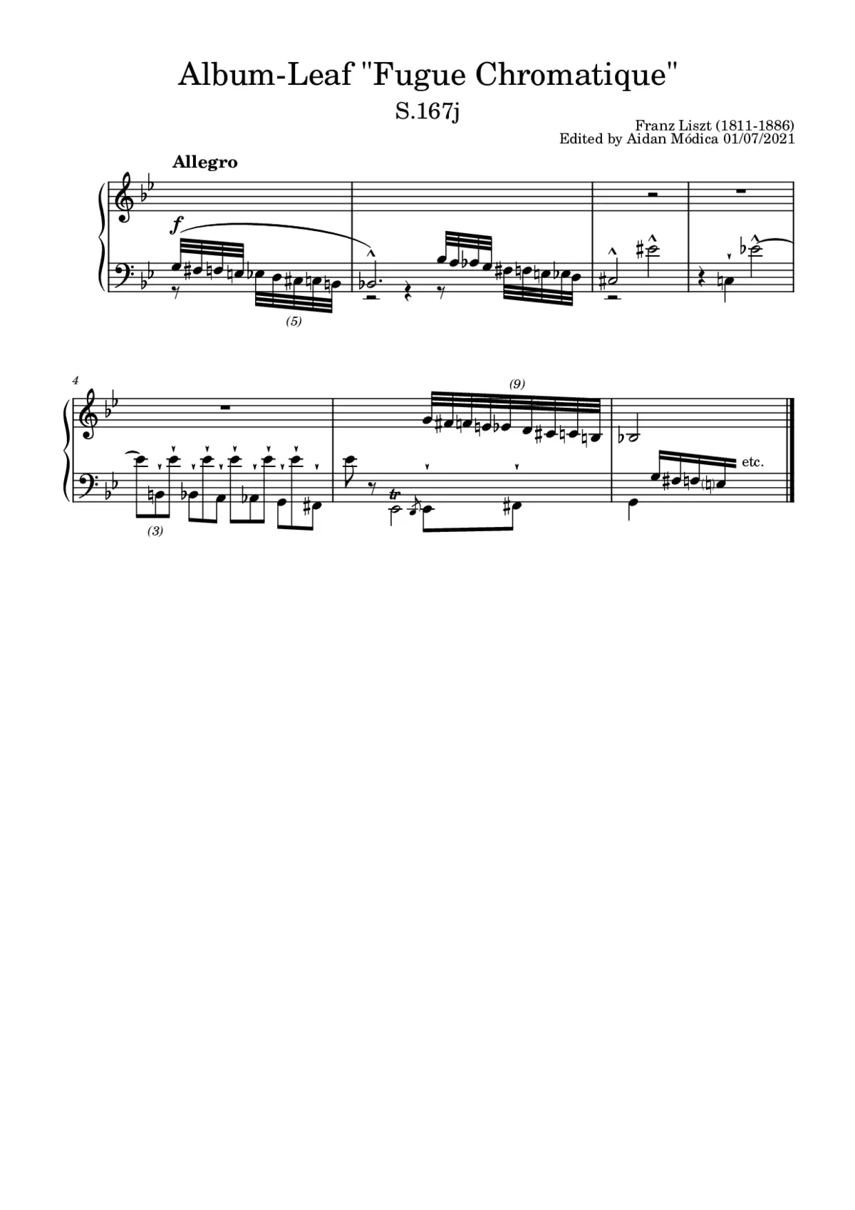 Album-Leaf 'Fugue Chromatique' - Page 1