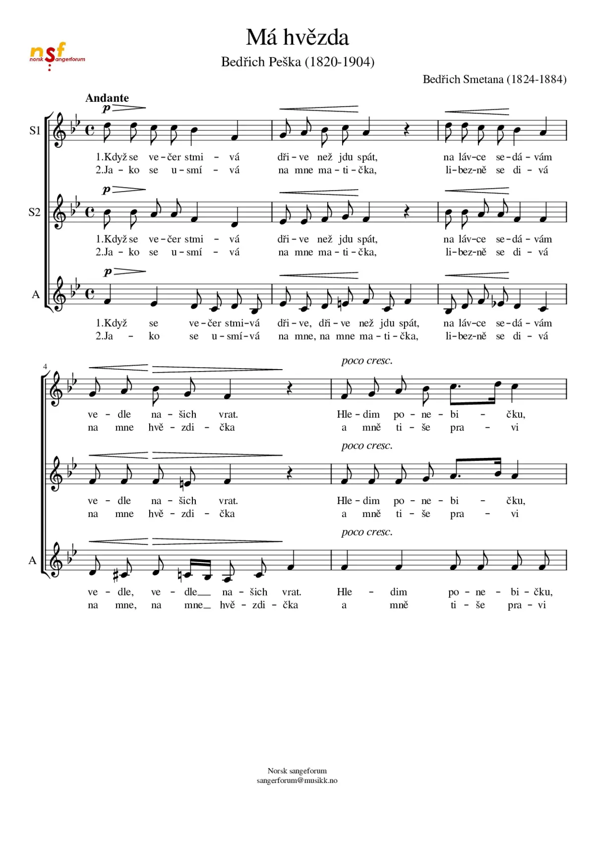 Sbory trojhlasné pro Å¾enské hlasy - 1. Má hvÄzda - Page 1