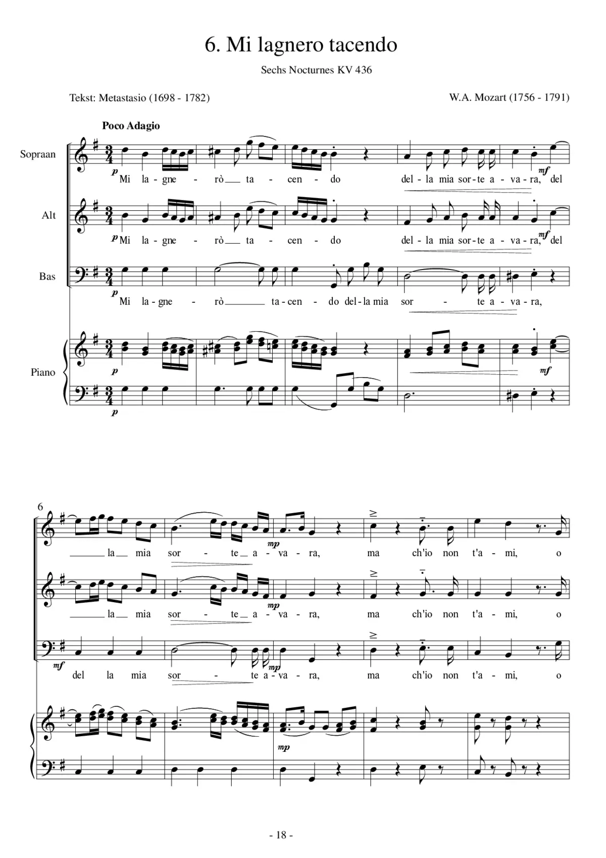 Mi lagnerò tacendo / Ich trage still mein Leiden, KV 437 - Page 1