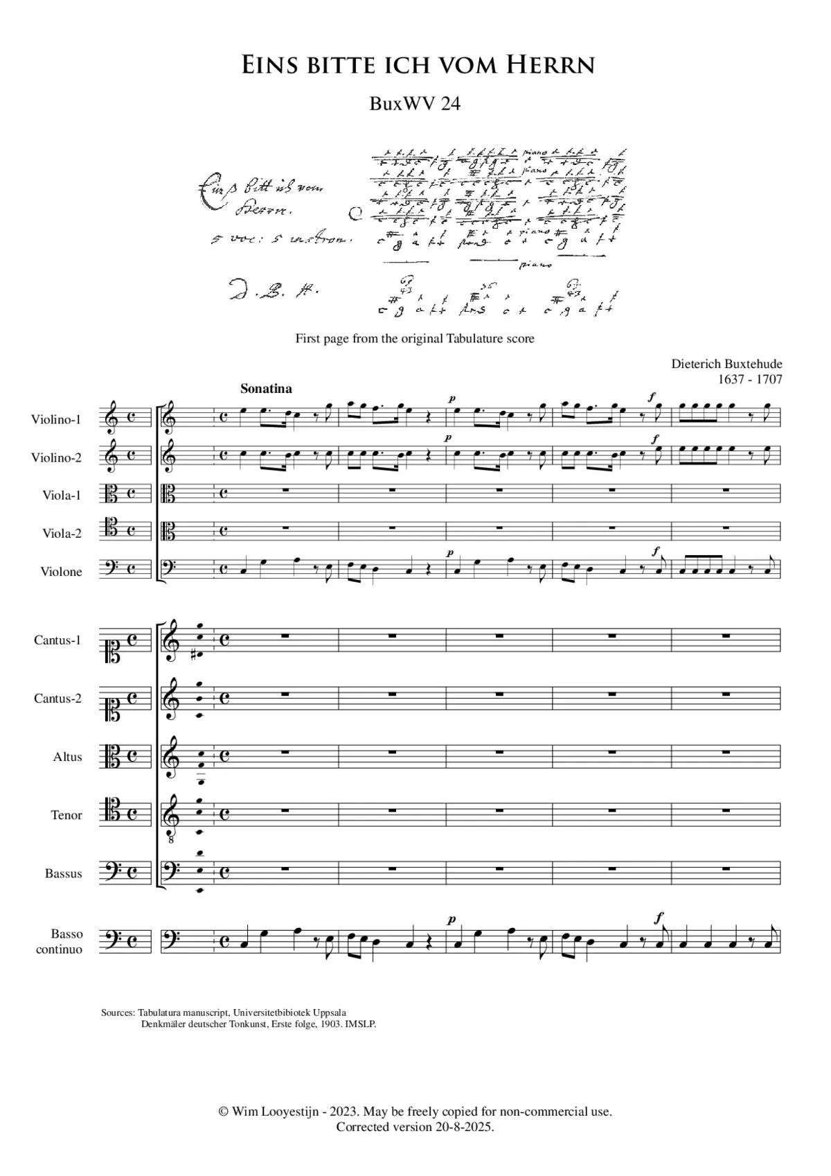 Eins bitte ich vom Herrn - BuxWV 24 - Page 1