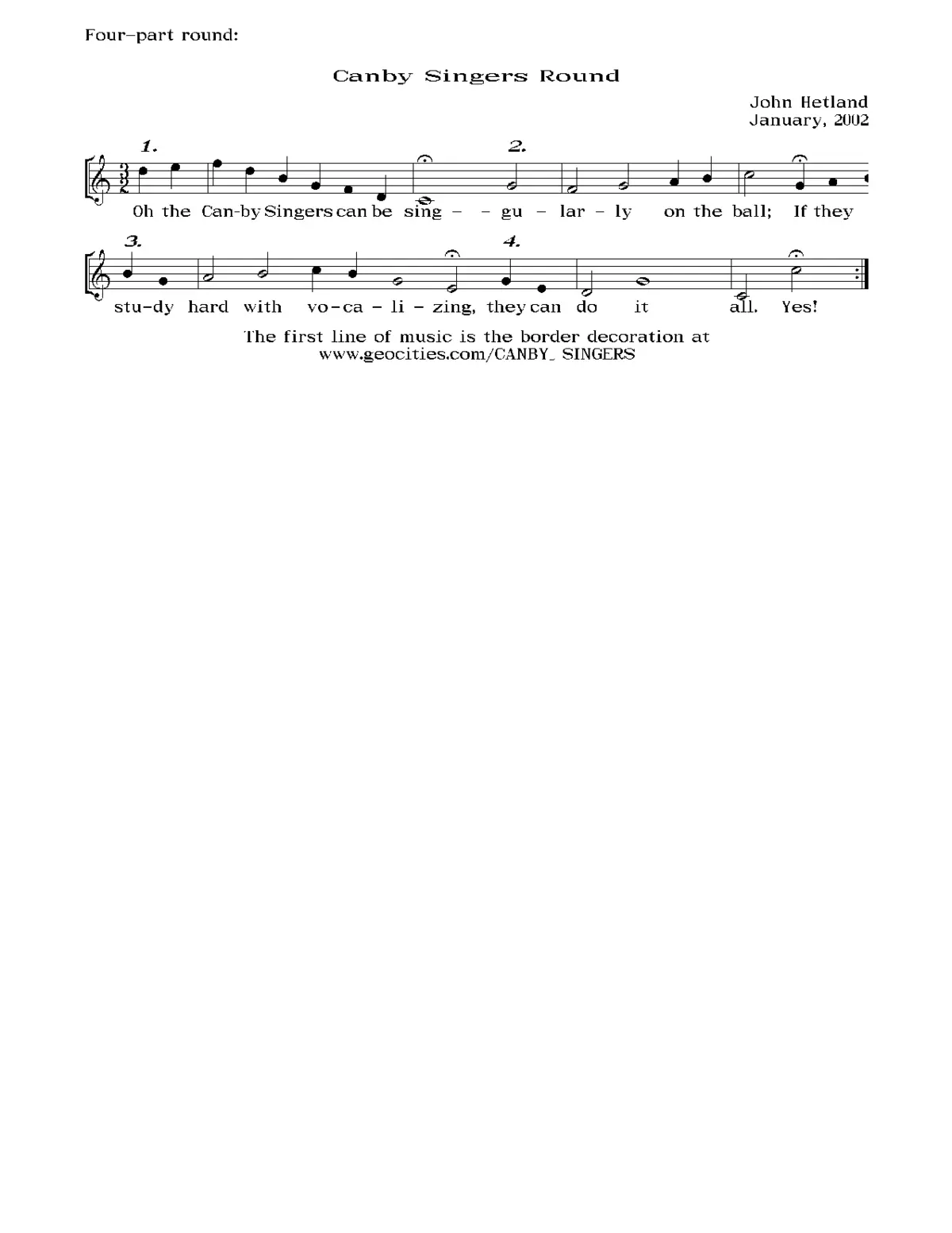 Canby Singers - Page 1