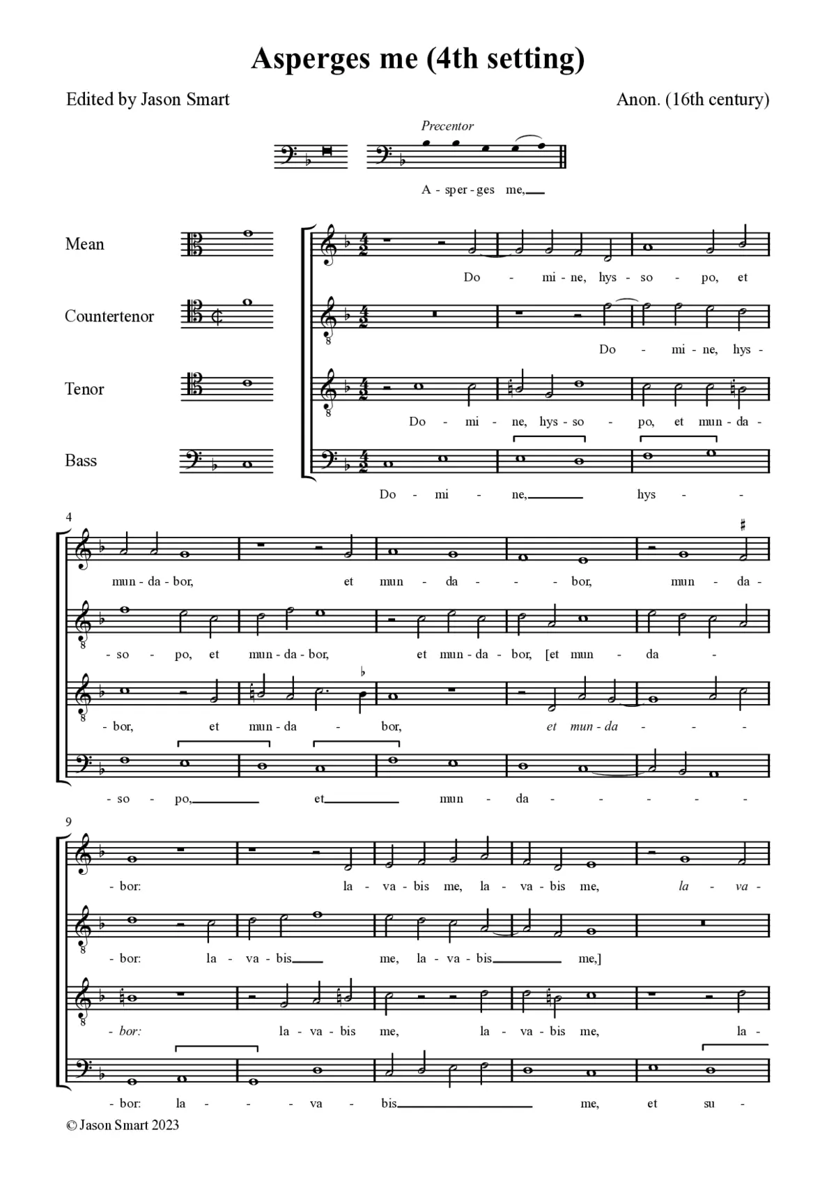 Asperges me (Gyffard Partbooks, 4th setting) - Page 1