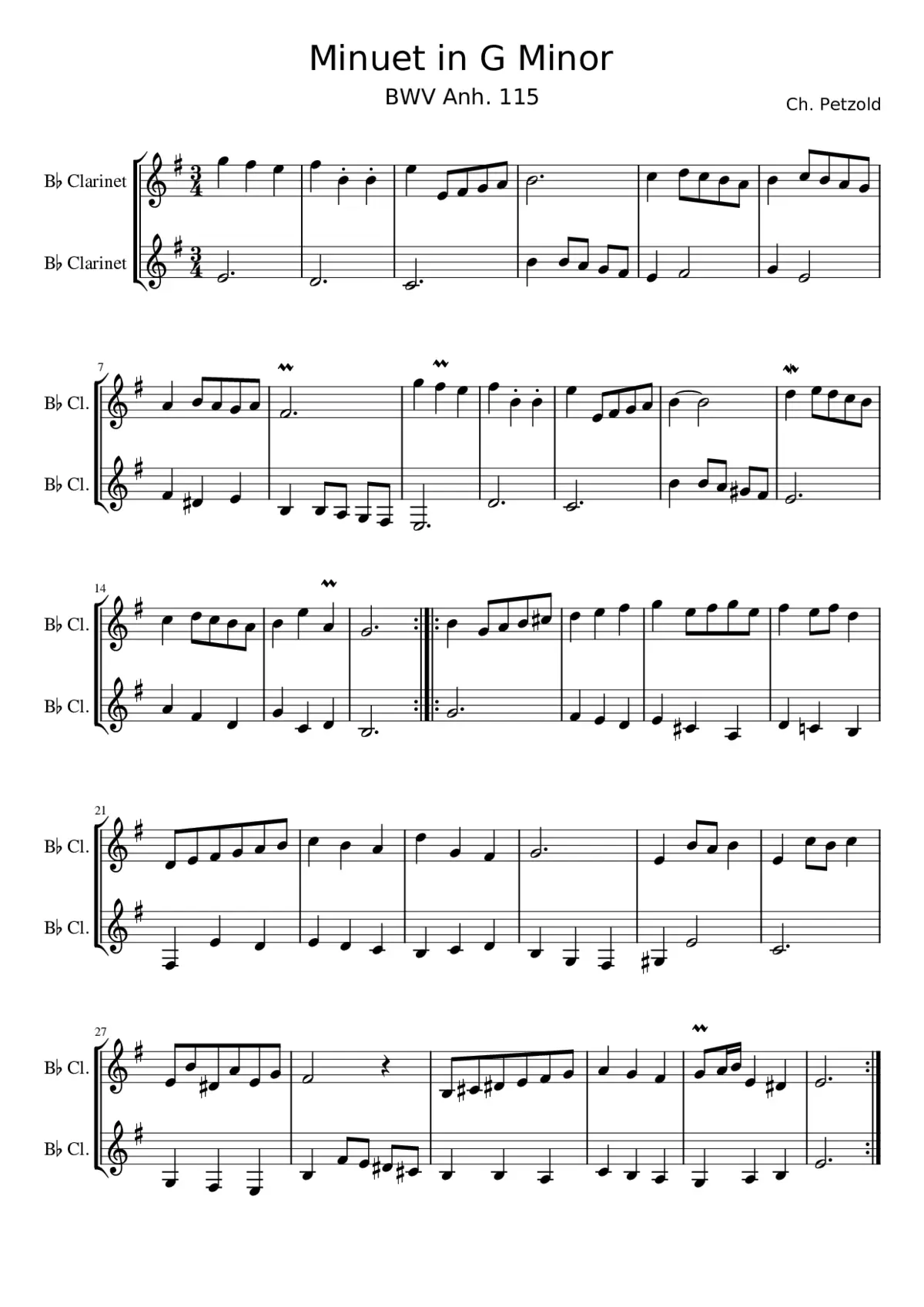 Minuet in G minor BWV Anh.115 - Page 1