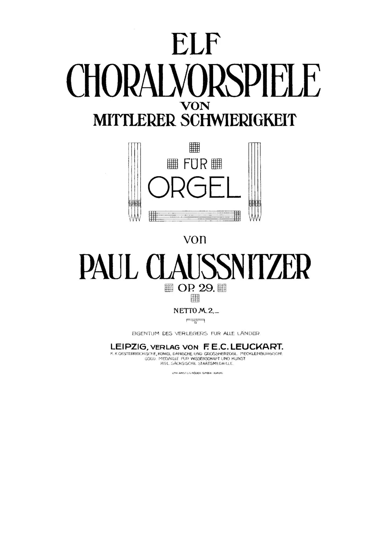 11 Choralvorspiele, Op.29 - Page 1
