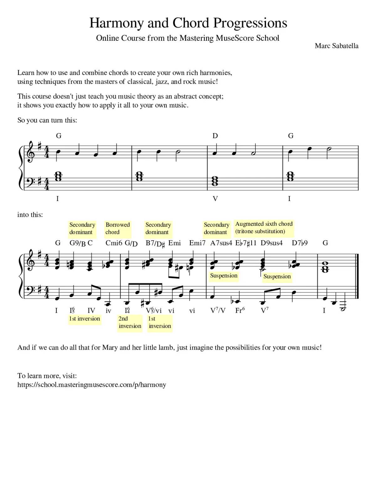 Harmony and Chord Progressions - Page 1