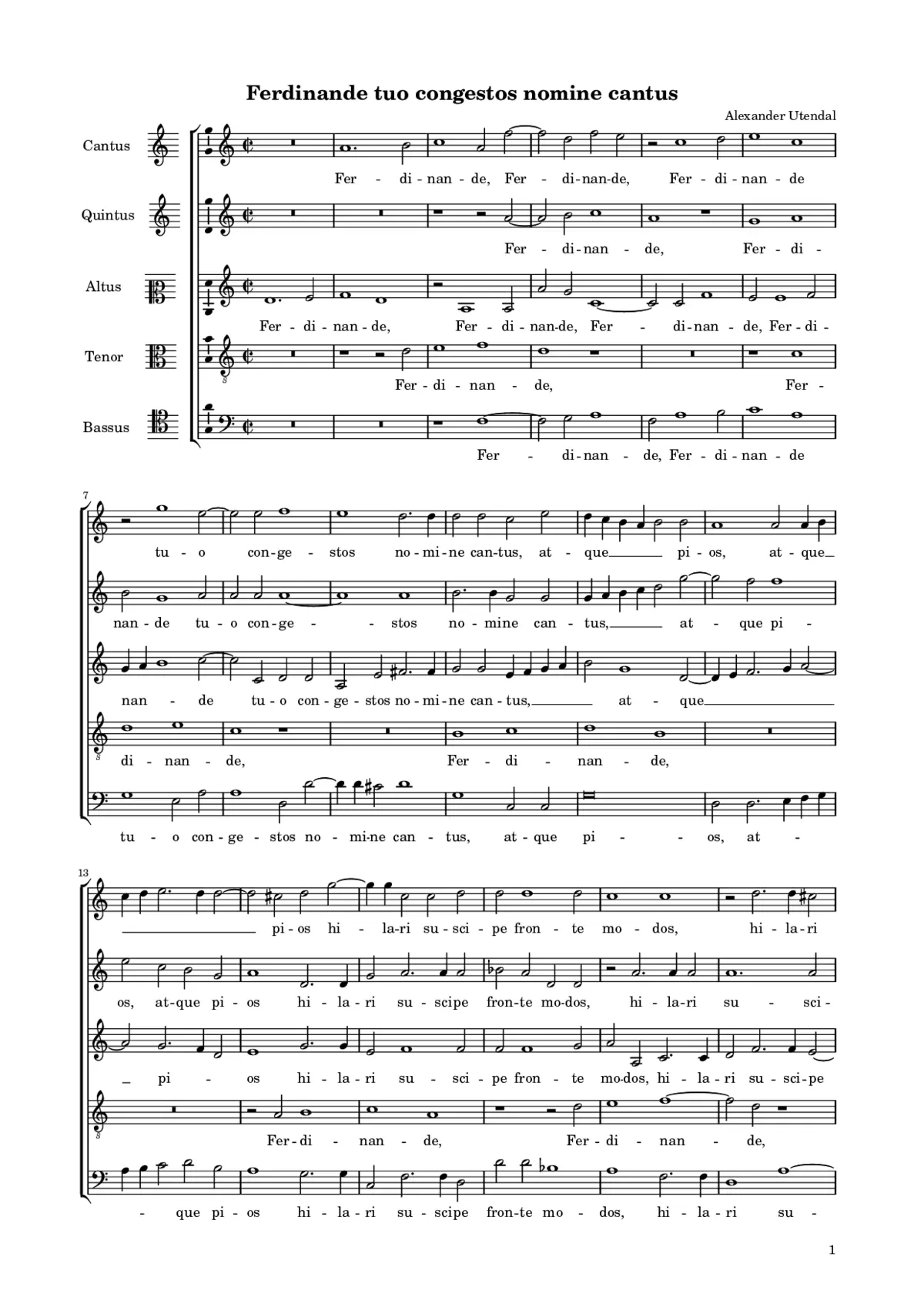 Ferdinande tuo congestos nomine cantus - Page 1