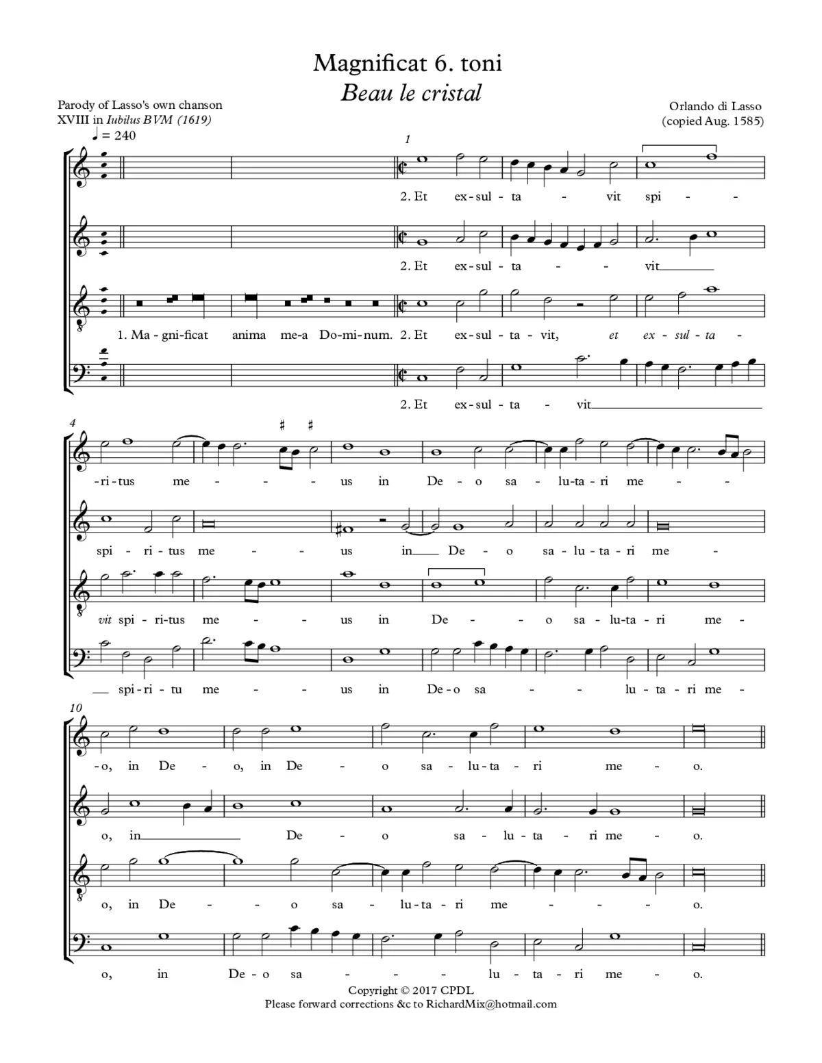 Magnificat Beau le cristal - Page 1