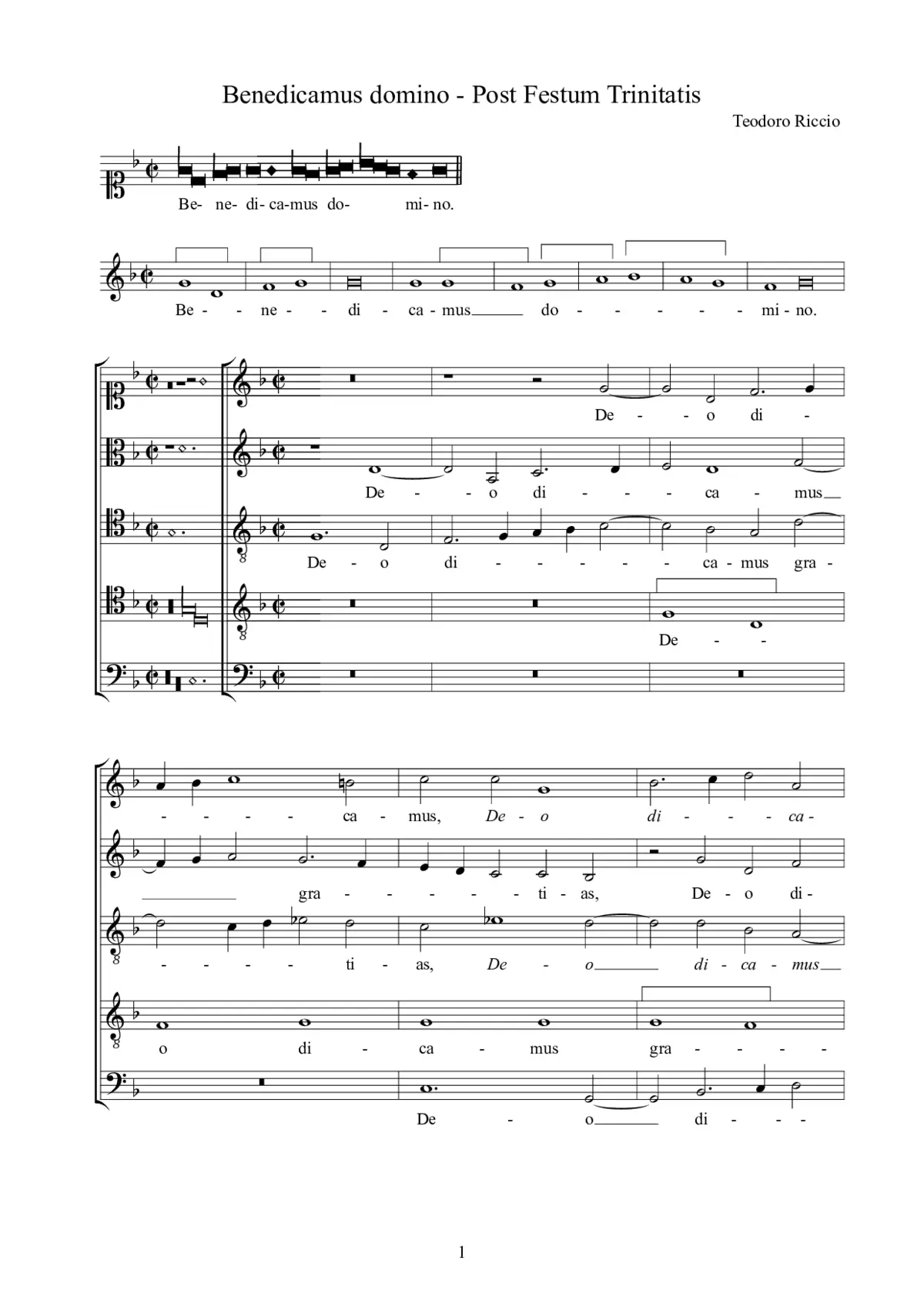 Benedicamus Domino - Pro Festum Trinitatis - Page 1