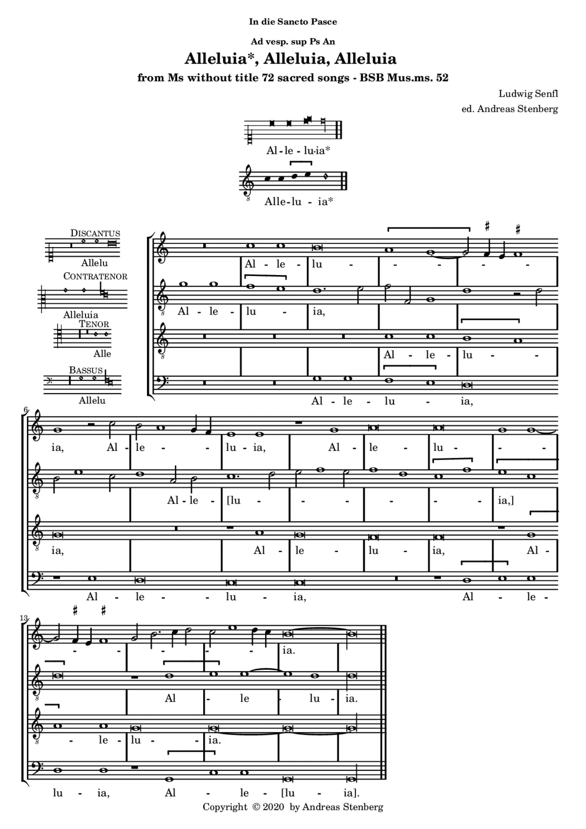 Alleluia, Alleluia (Antiphon for second vespers at Easter) - Page 1