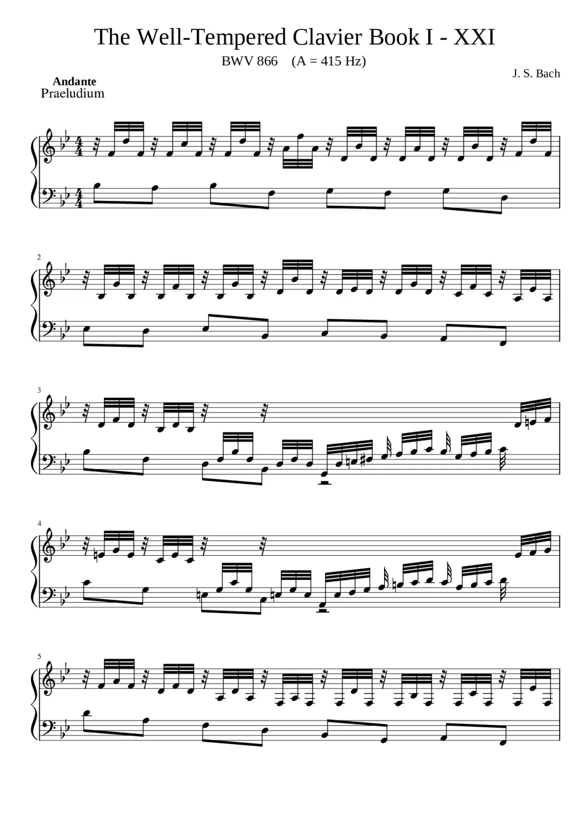 Prelude and Fugue in B-flat major BWV 866 - Page 1