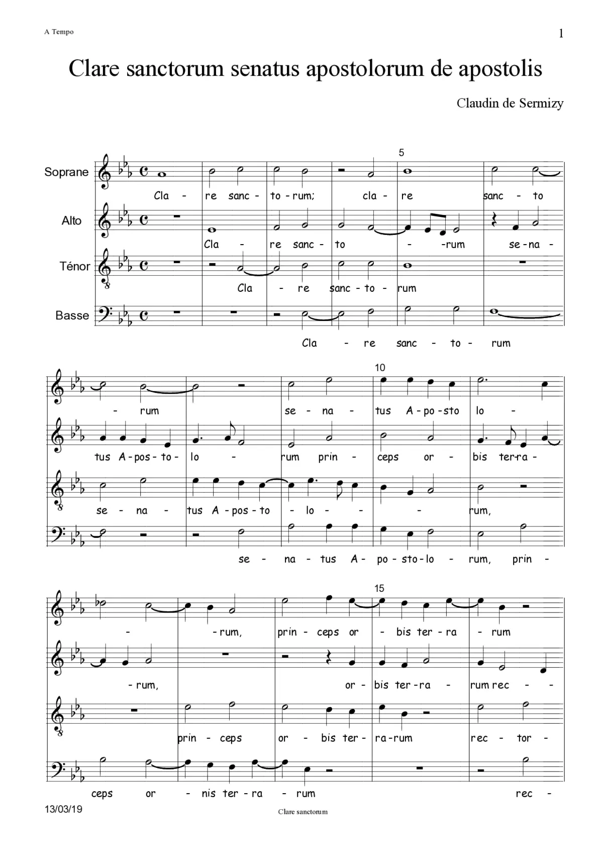 Clare sanctorum senatus Apostolorum - Page 1