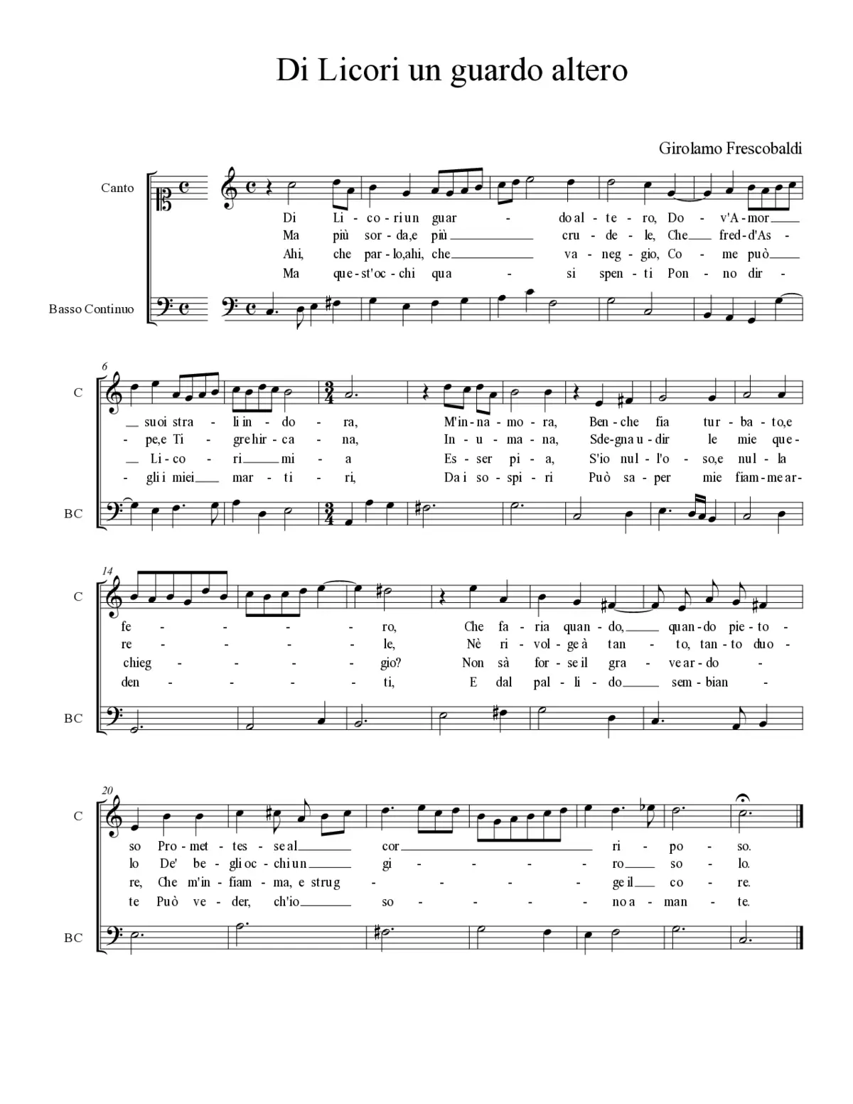 Di Licori un guardo altero - Page 1