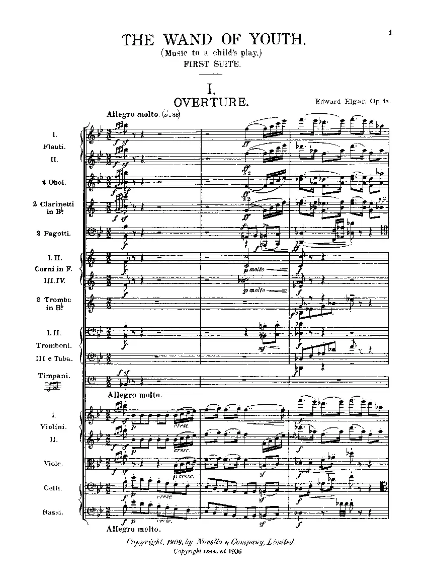 The Wand of Youth, Suite No.1 - Page 1