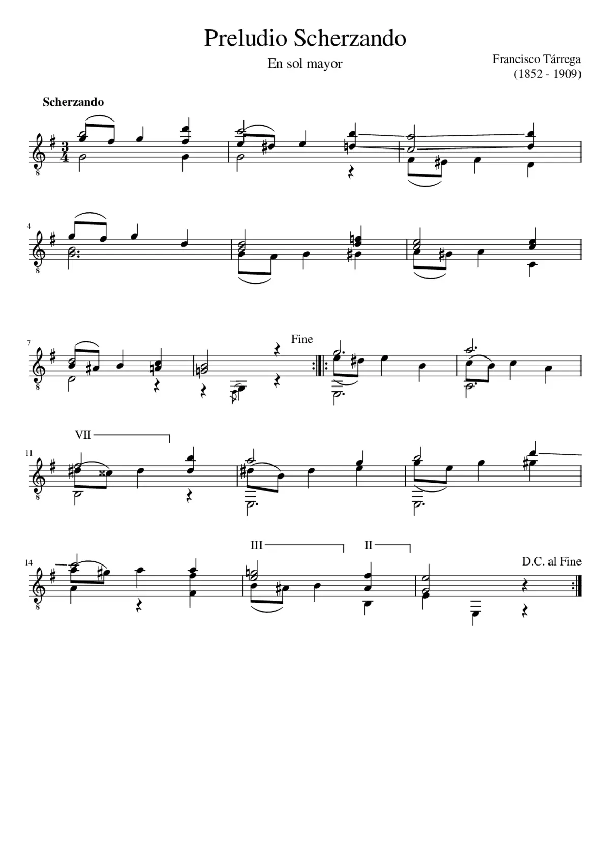 Francisco Tárrega - Preludio Scherzando - Page 1