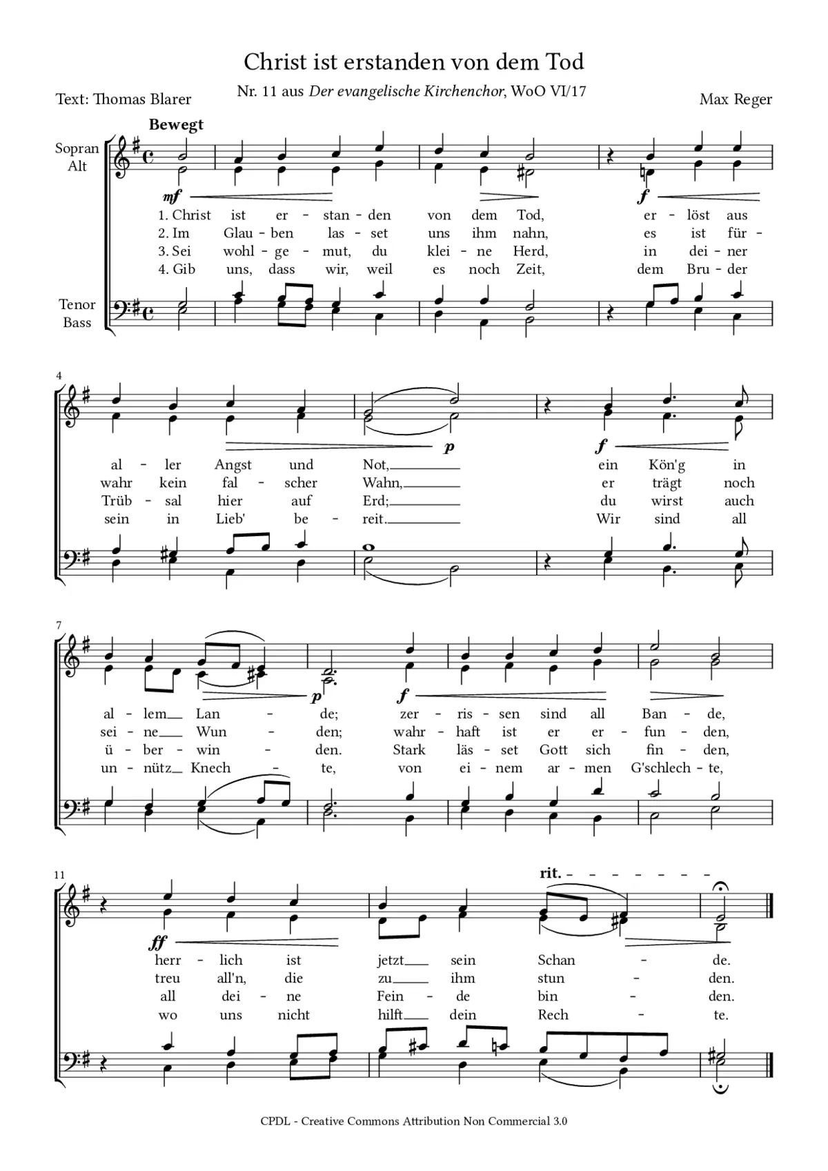 Christ ist erstanden von dem Tod, WoO VI 17, No. 11 - Page 1
