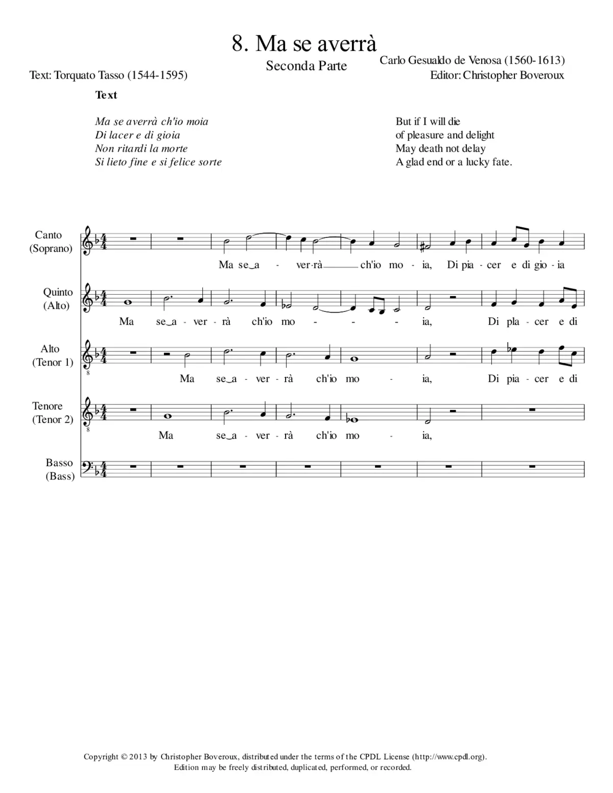 Ma se avverrà ch'io moia - Page 1