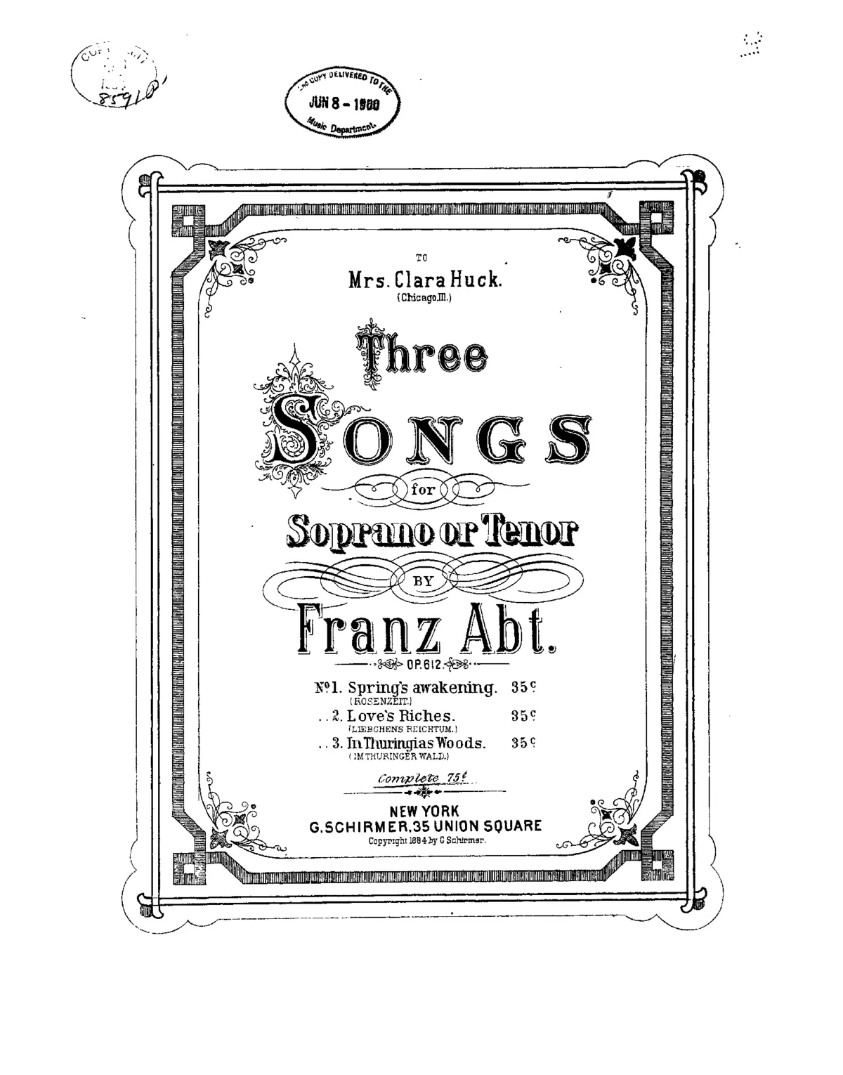 Drei Lieder f. S. (od. T.) m. Pfte. - Page 1