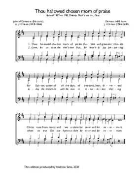 Thou hallowed chosen morn of praise