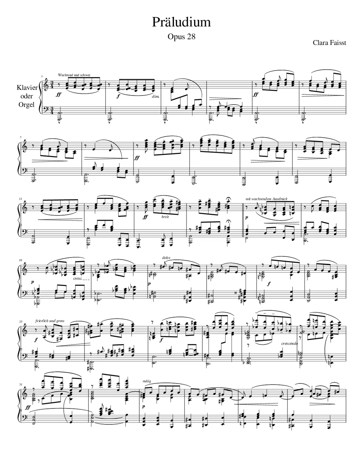 Präludium in gotischem Stil für Klavier (oder Orgel) Opus 28 - Page 1