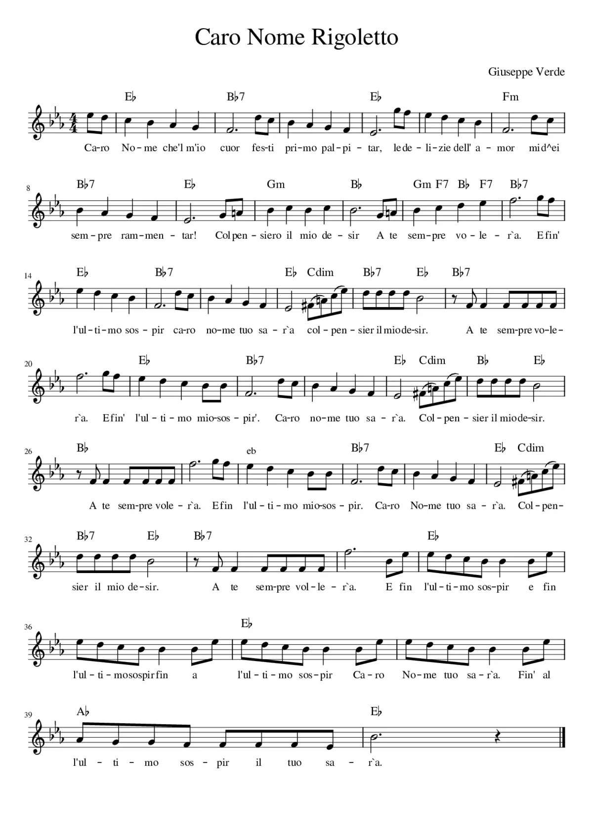 Caro Nome Rigoletto - Page 1