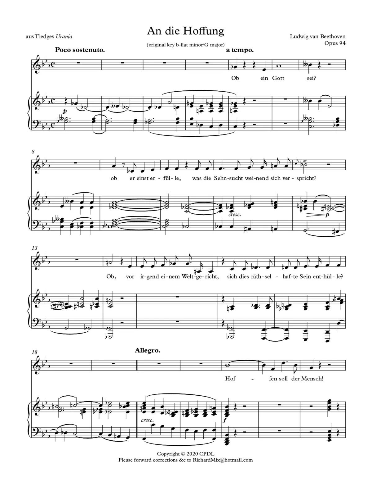 An die Hoffnung, Op. 94 - Page 1