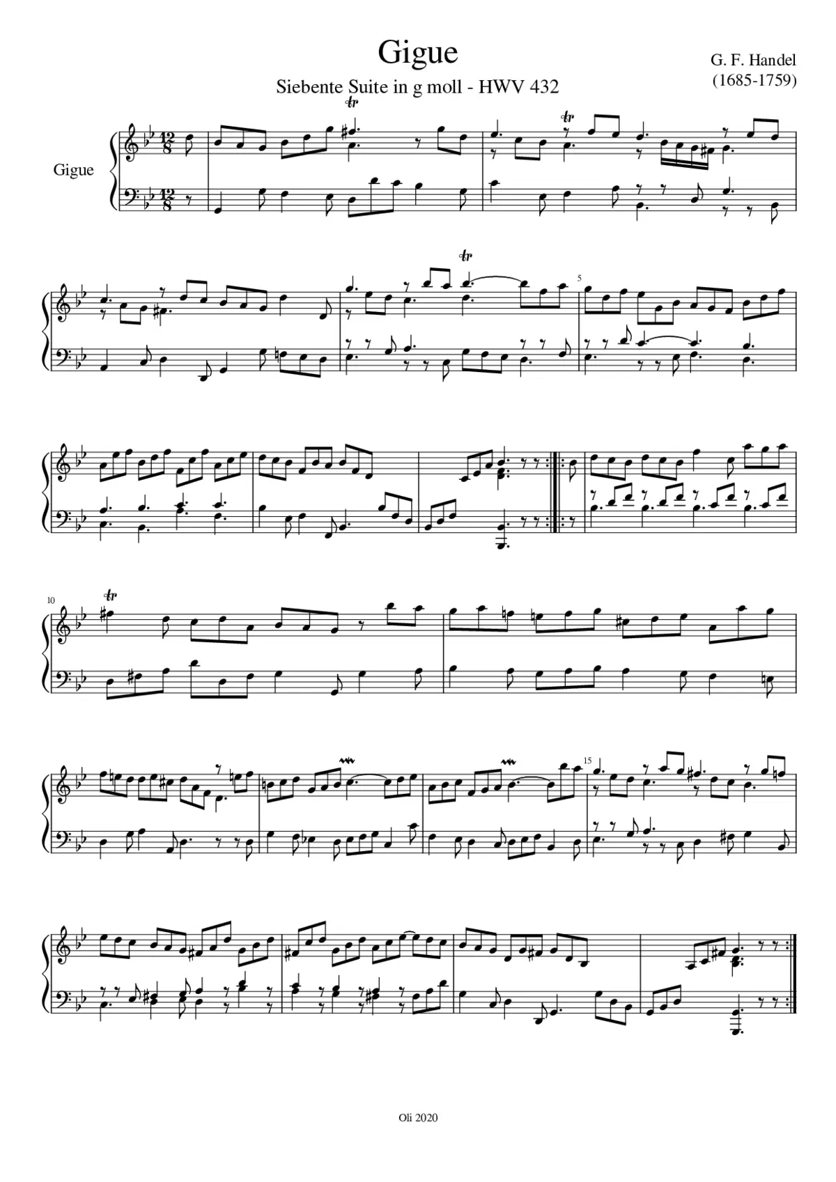 Suite in G minor HWV 432 - Page 1