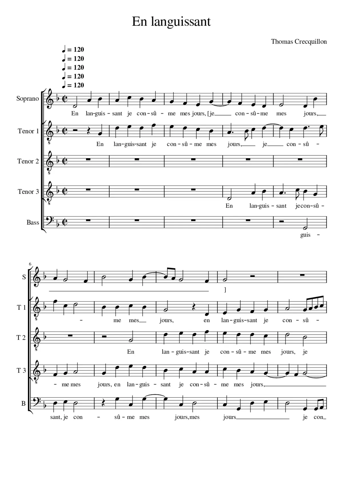 En languissant je - Page 1