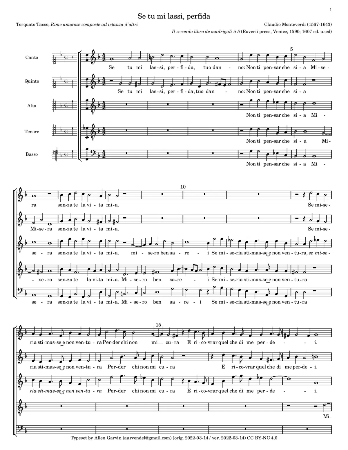 Se tu mi lassi, perfida - Page 1