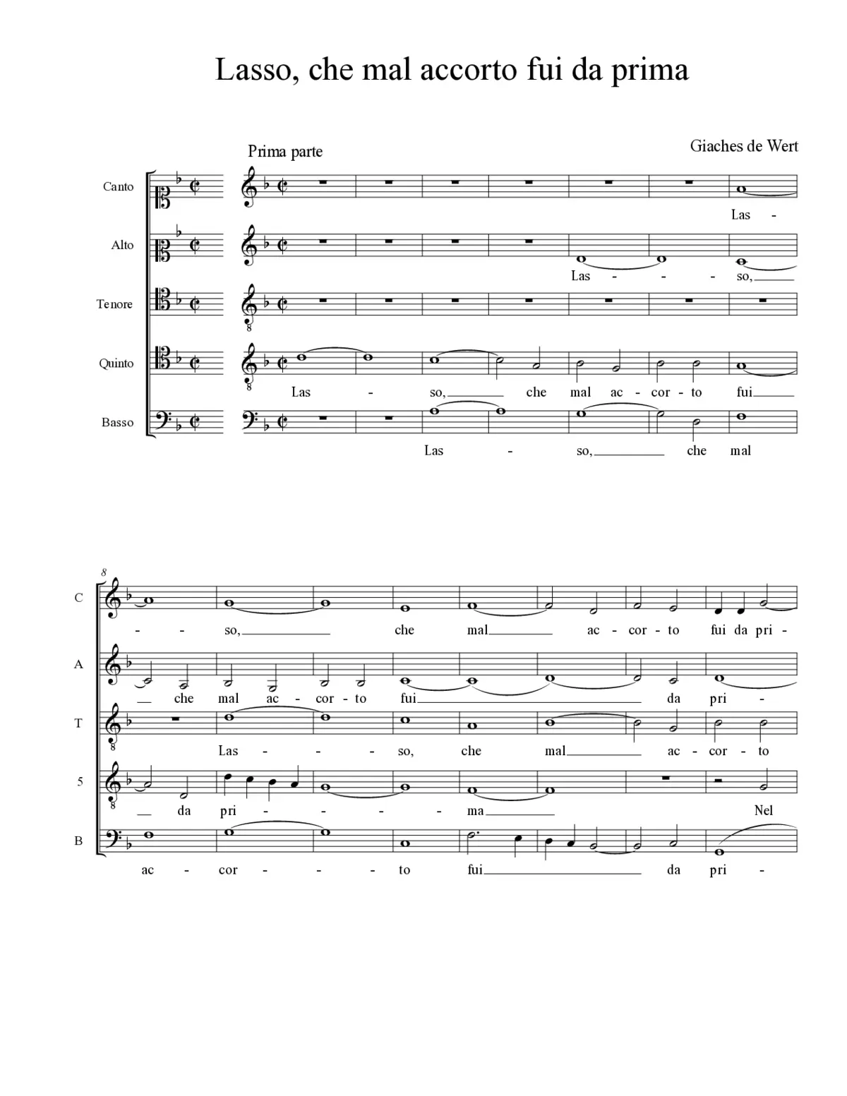 Lasso, che mal accorto fui da prima - Page 1