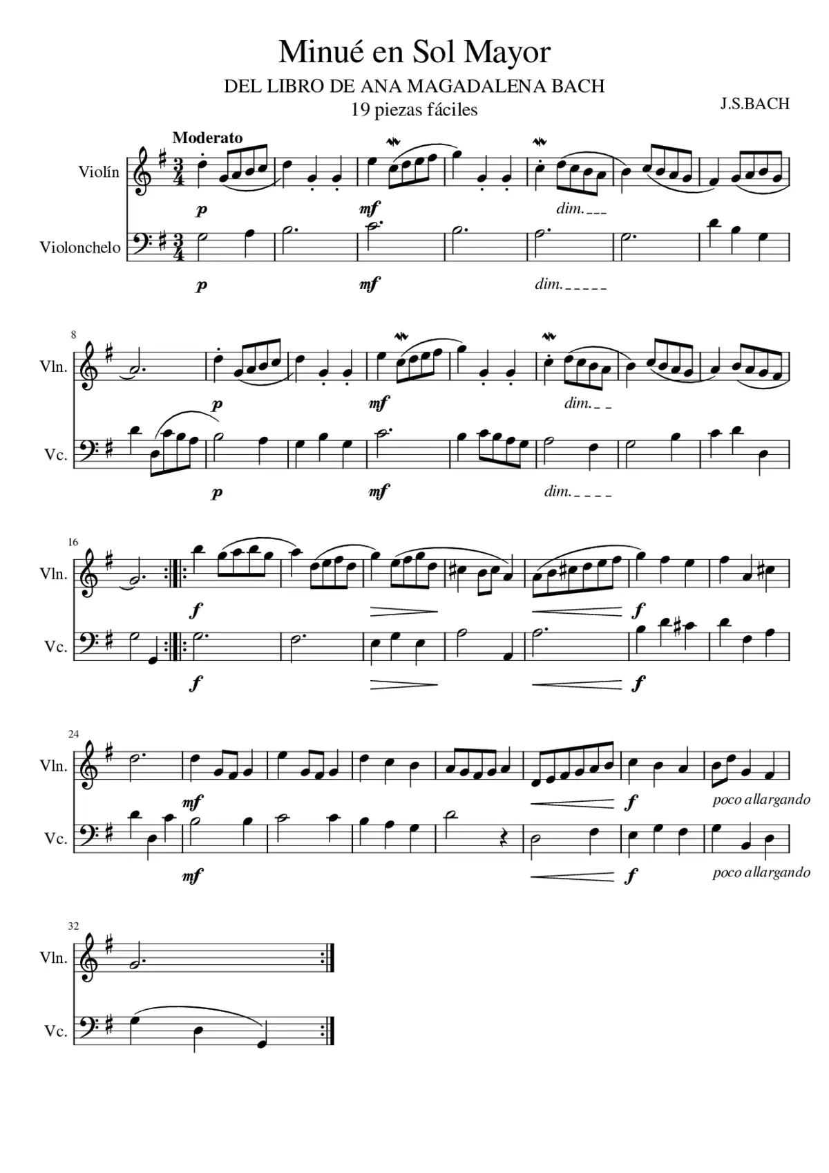 Minue g bach duo - Page 1
