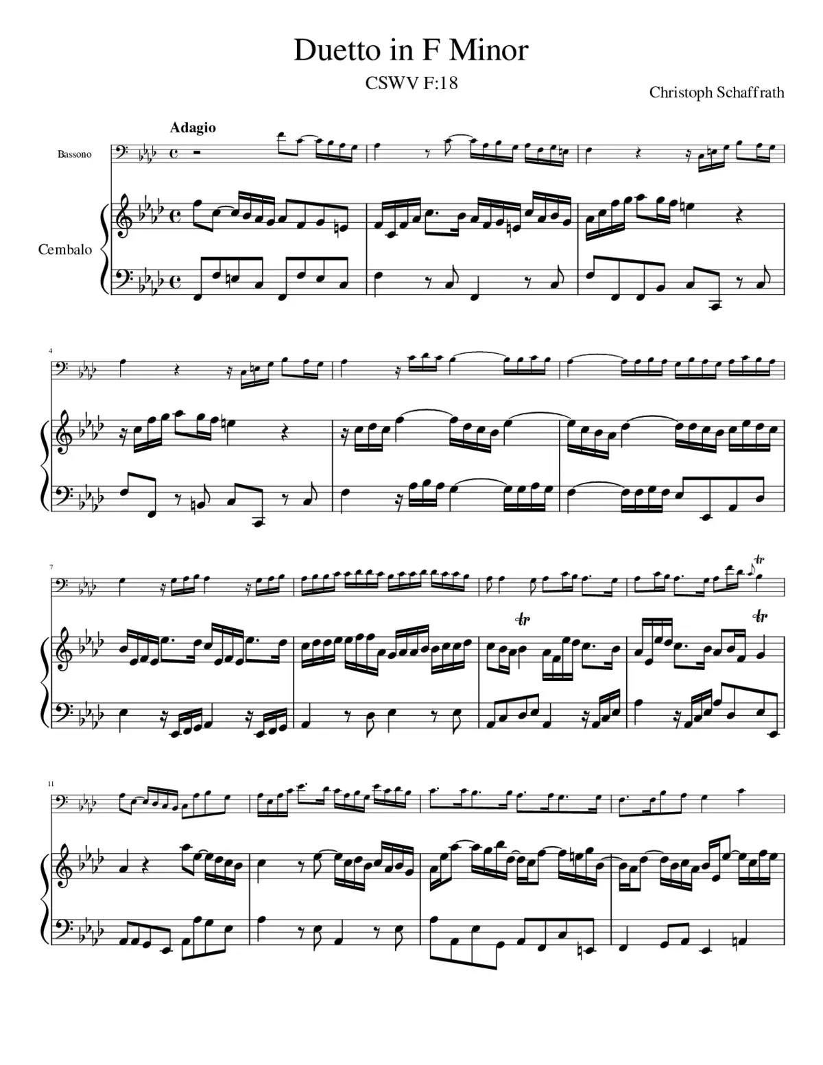 Duetto for Bassoon and Harpsichord in F minor CSWV F:18 - Page 1