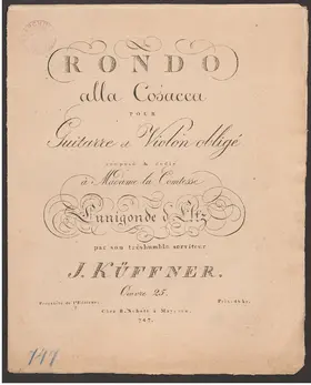 Rondo alla Cosacca pour Guitarre et Violon obligé