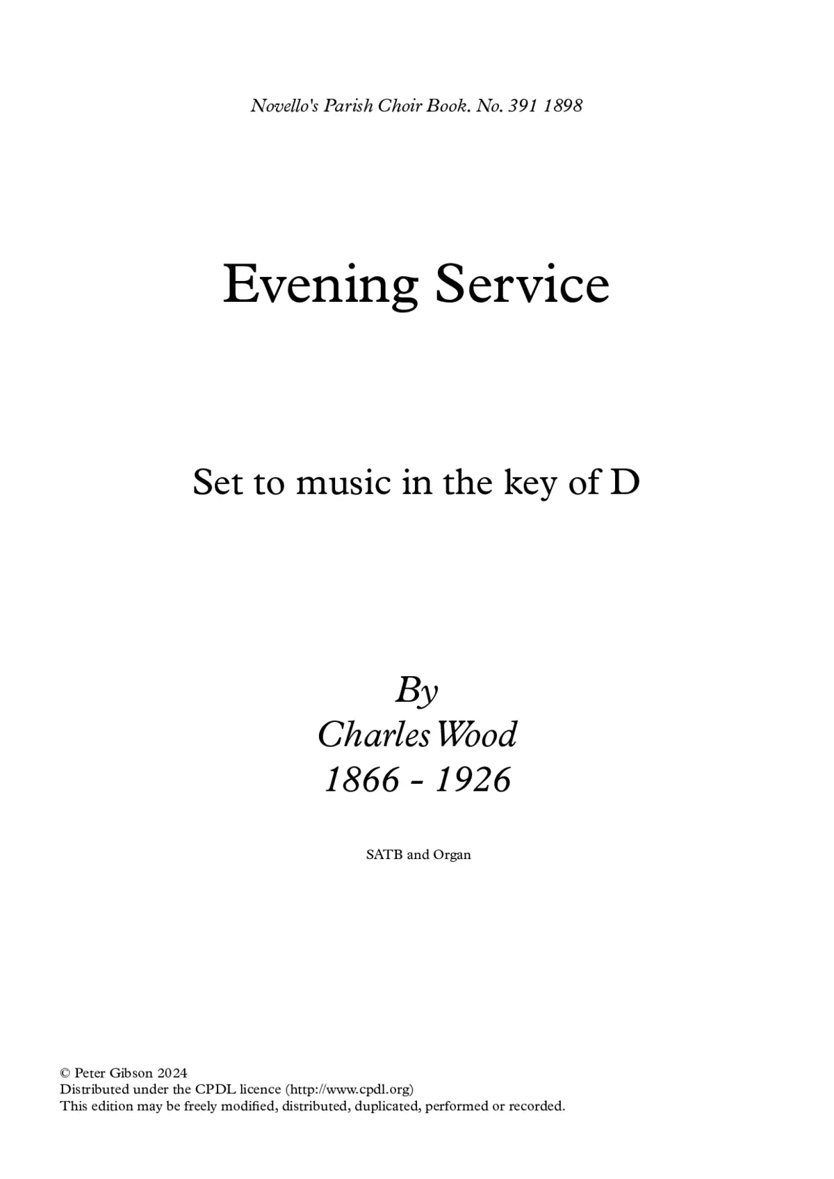 Evening Service in D Major - Page 1