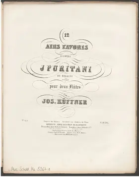 12 Airs favoris de l'opéra I puritani de Bellini