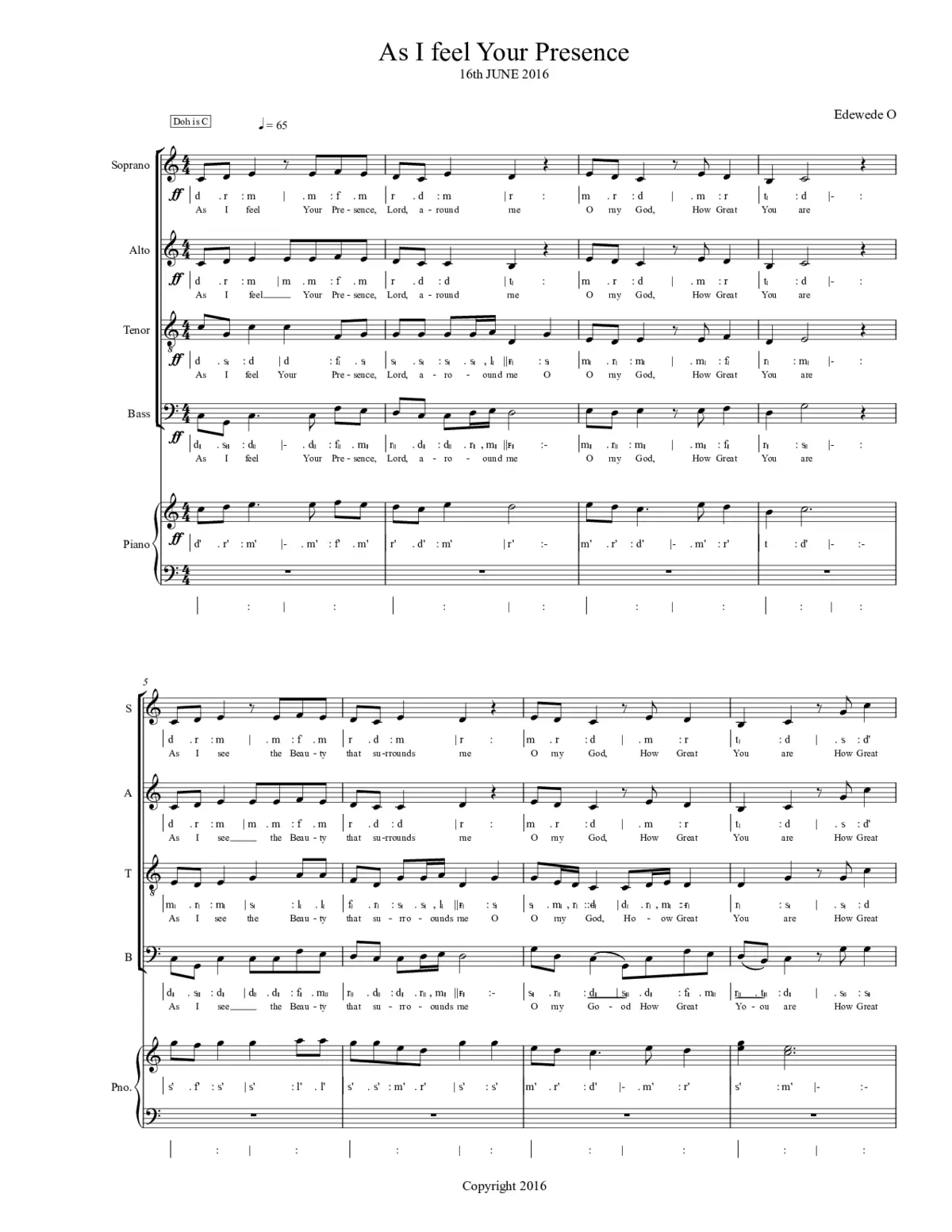 As I feel Your Presence - Page 1