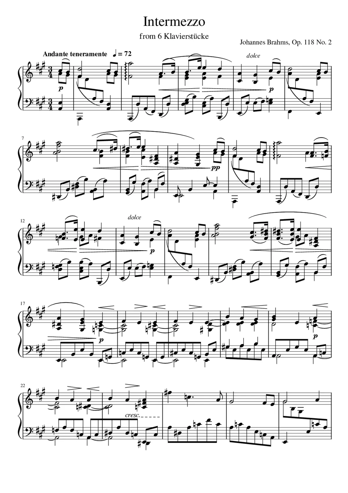 6 Klavierstücke Op.118 - Page 1