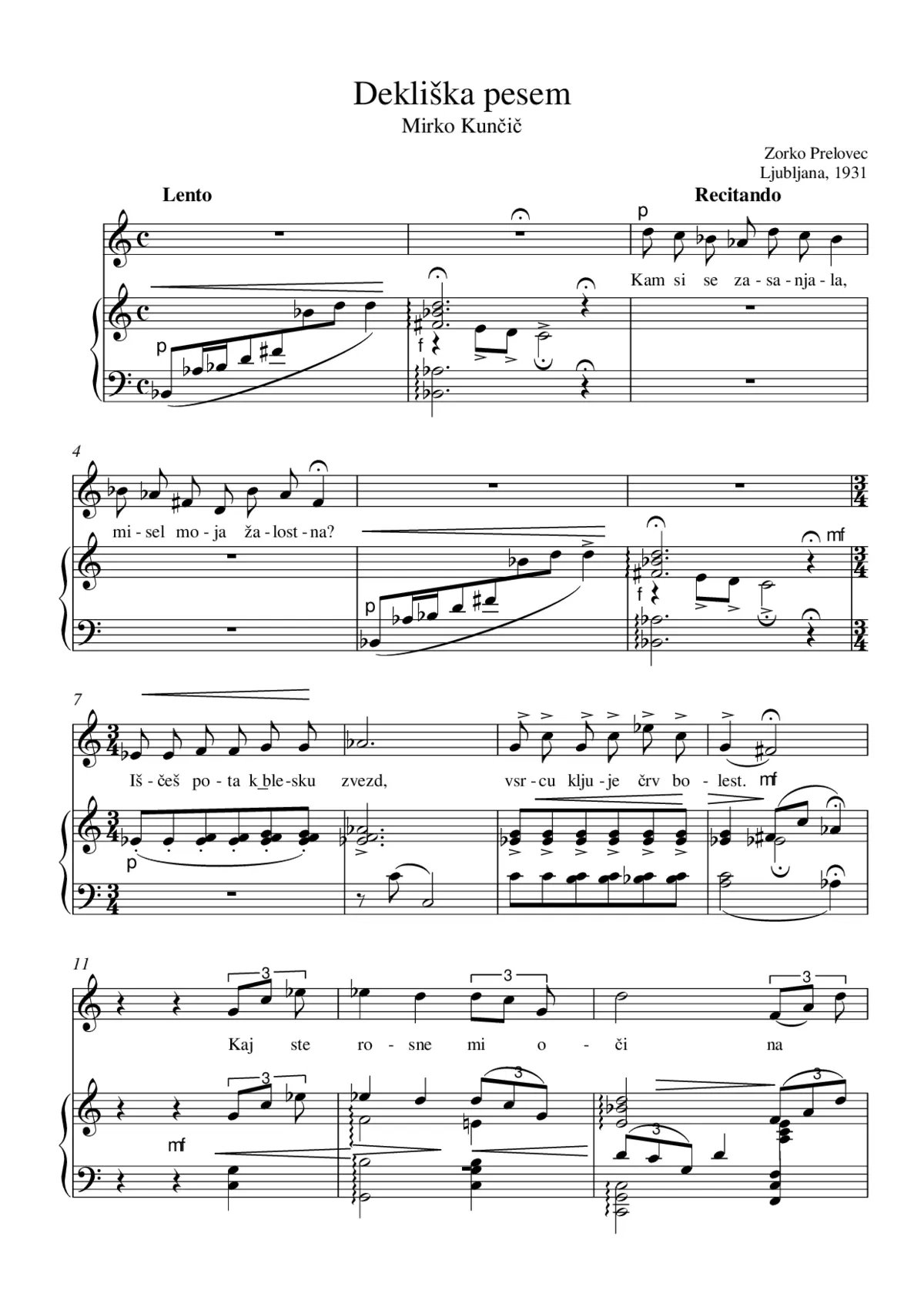 Dekliška pesem - Page 1