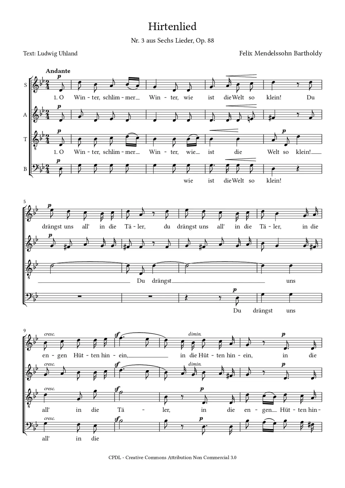 Hirtenlied, Op. 88, No. 3 - Page 1
