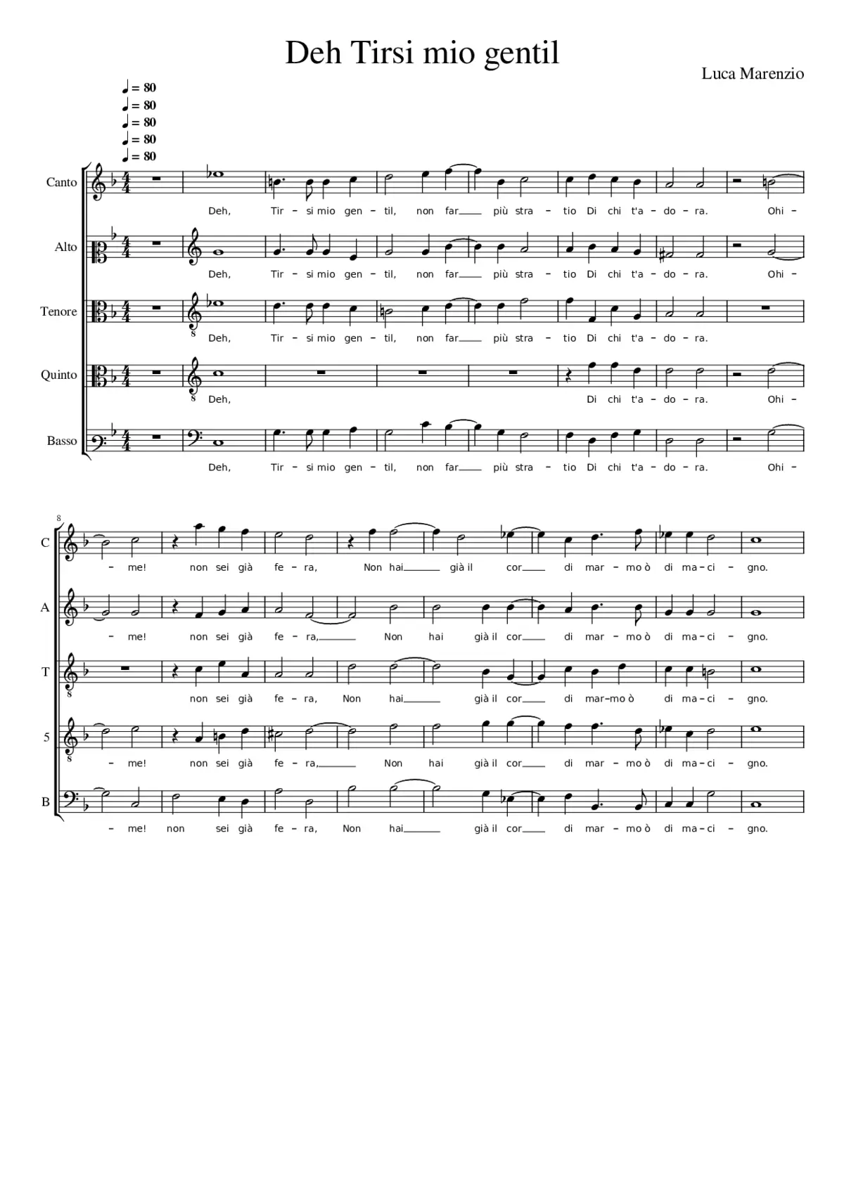 Deh Tirsi mio gentil - Page 1