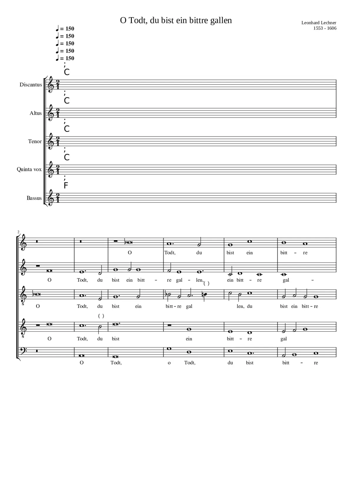 O Tod du bist ein bittre Gallen - Page 1