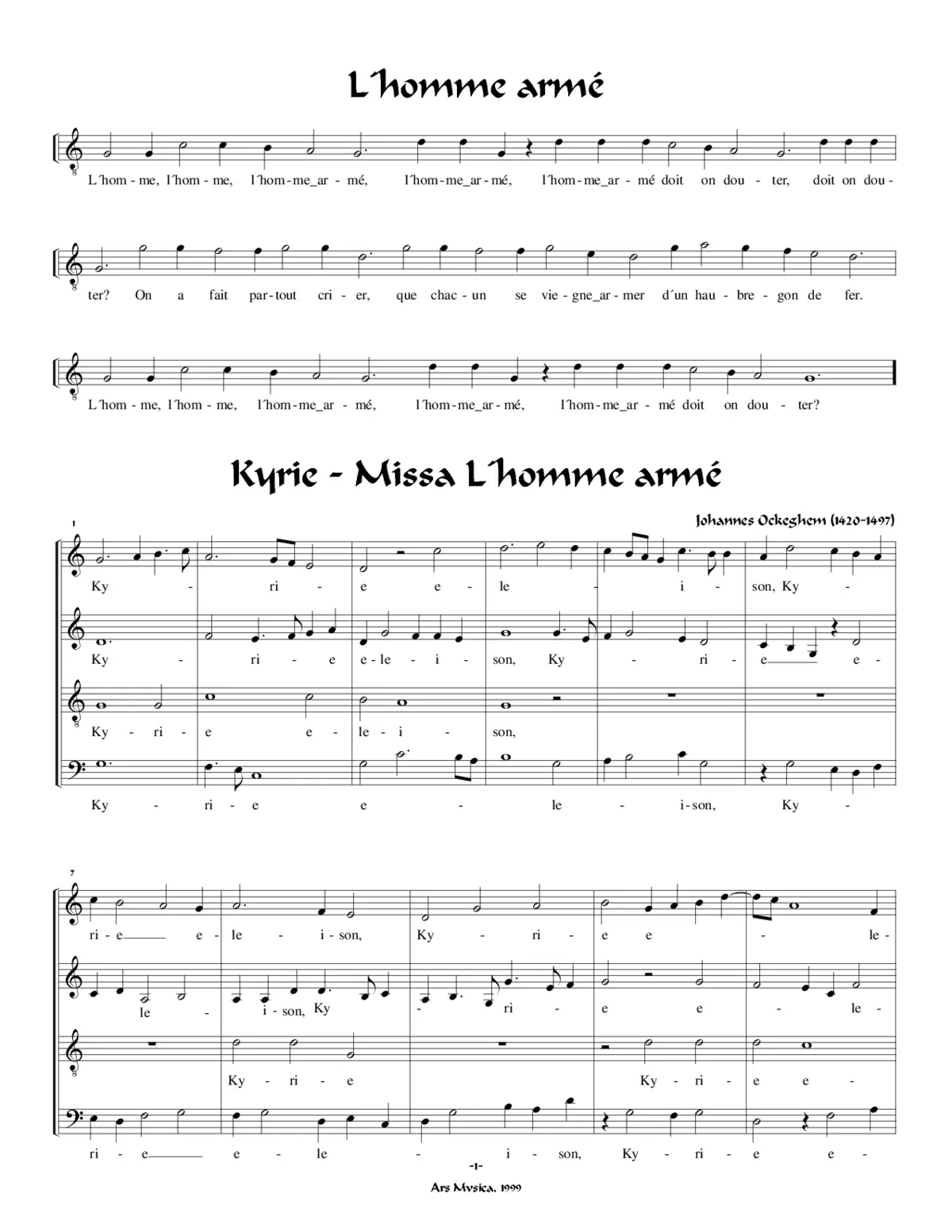 Missa L'homme armé - Page 1