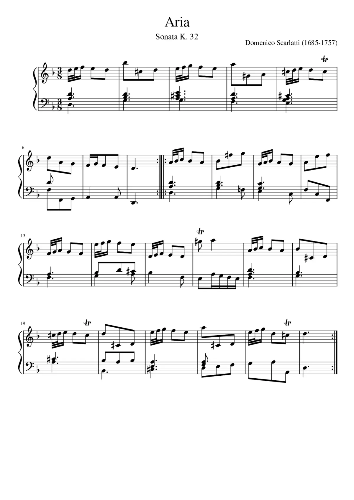 Keyboard Sonata in D minor K.32 - Page 1
