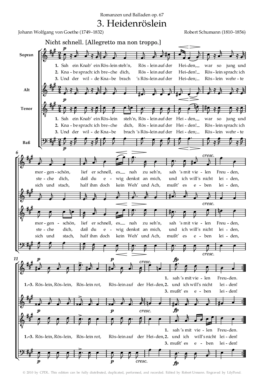 Heidenröslein, Op. 67, No. 3 - Page 1