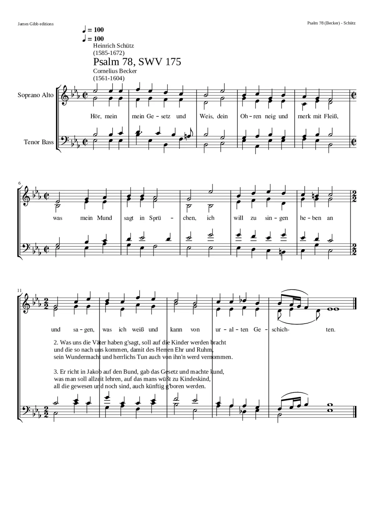 Hör mein Volk mein Gesetz und Weis SWV 175 - Page 1