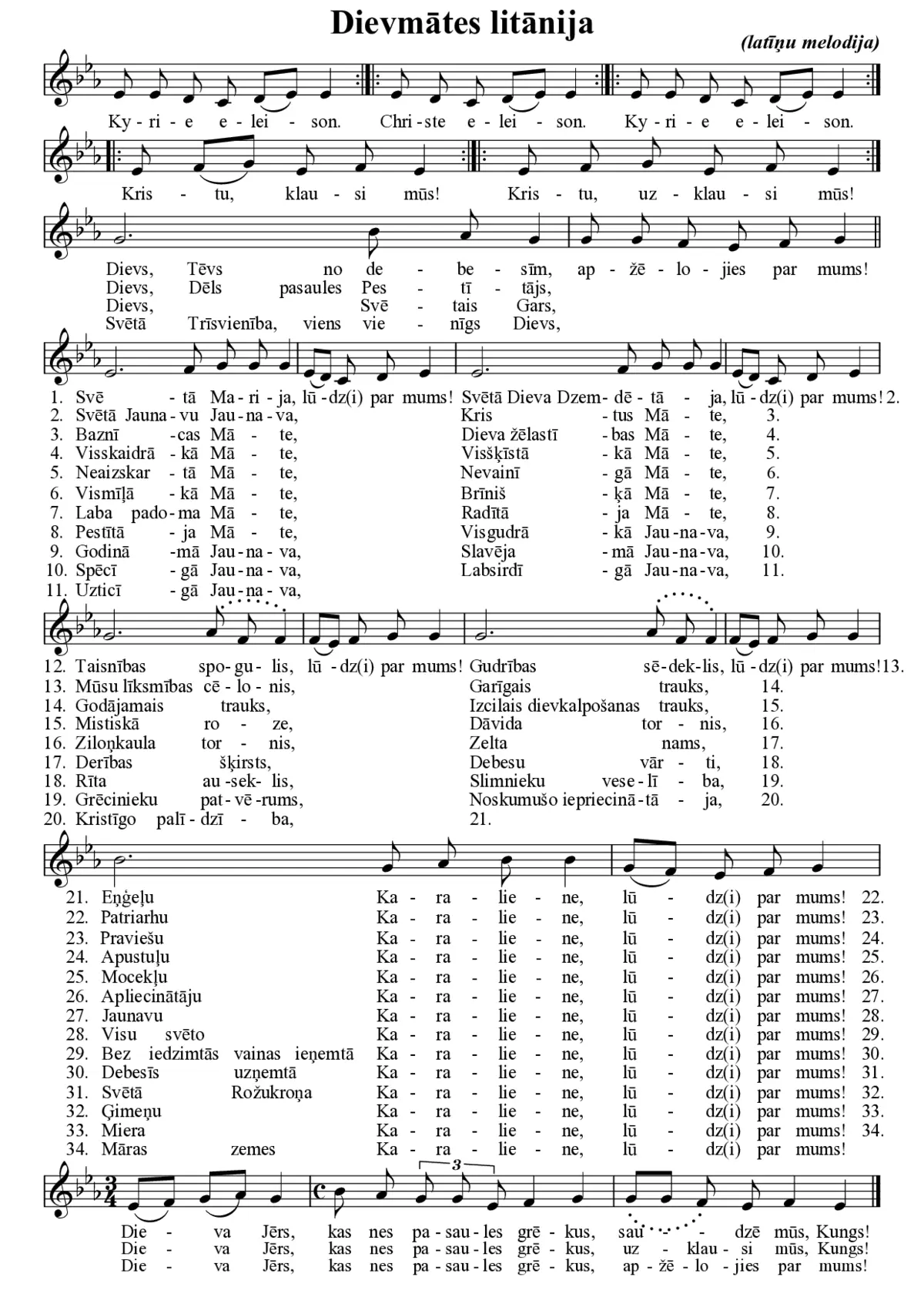Dievmātes litānija (latīņu melodija) - Page 1