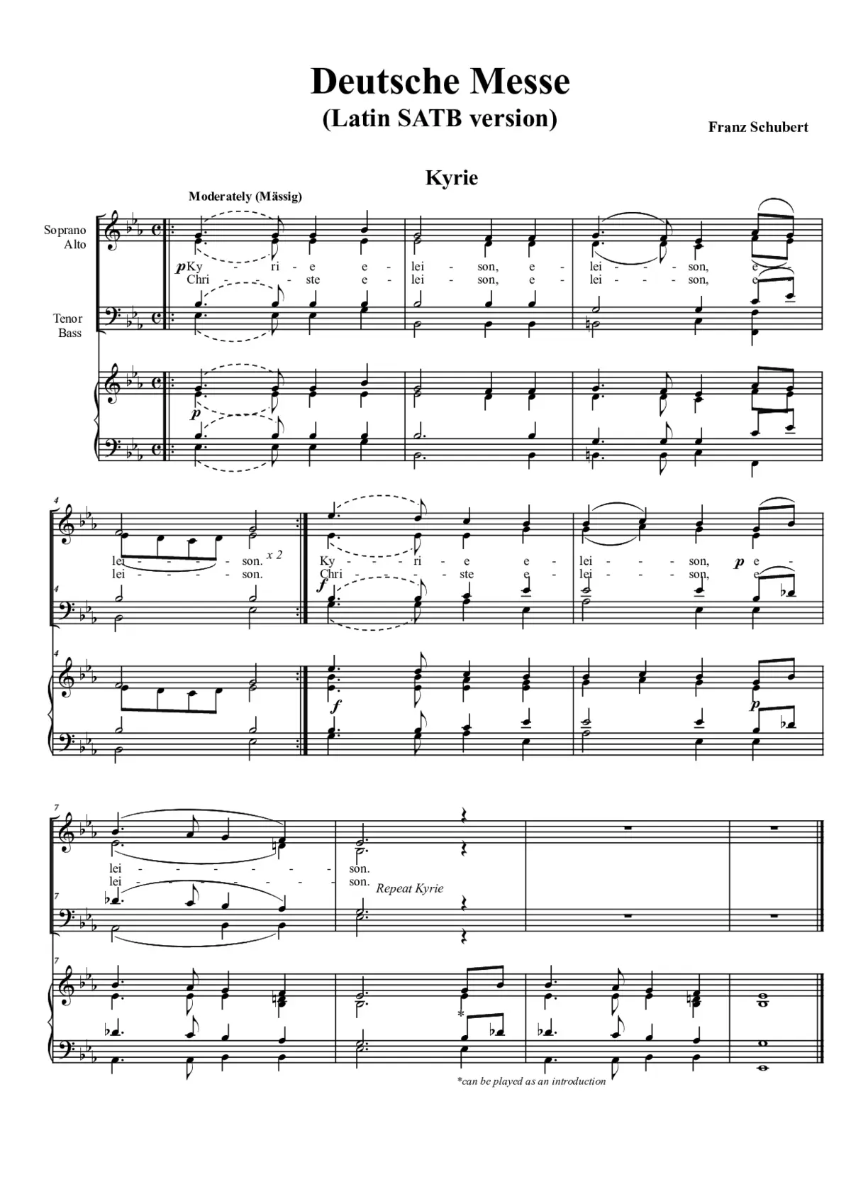 Deutsche Messe (Latin SATB version) - Page 1